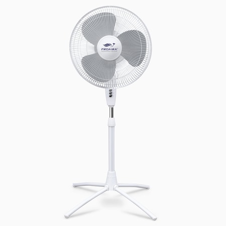 Proaira 18-inch Oscillating Pedestal Fan w/Adjustable Tilt, 3 Speed Control, White PF18W